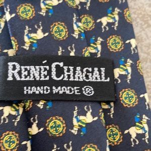 HP⭐️ EUC Like New Hand Made Rene Chagal Silk Tie Polo Player Horse Print